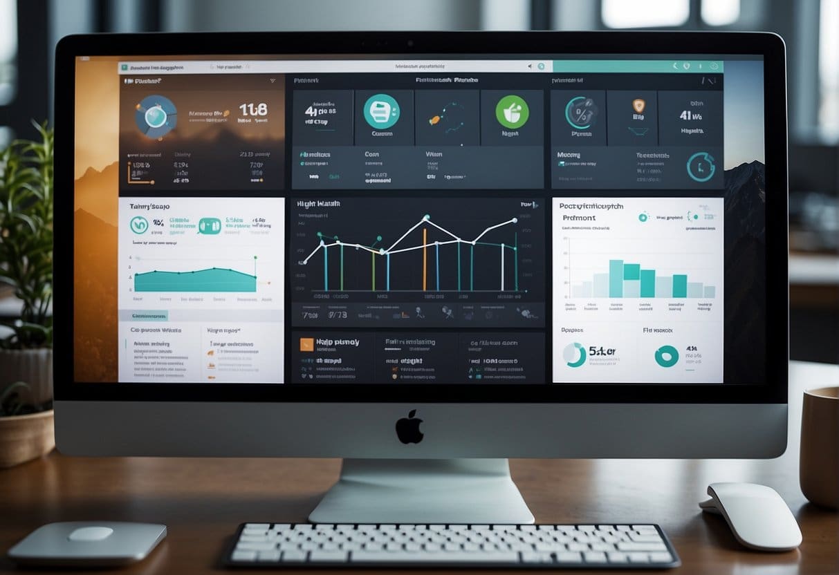 A computer screen displaying the HubSpot platform with various integrated marketing tools and automation features. Multiple tabs open, showing data analytics and customer relationship management capabilities