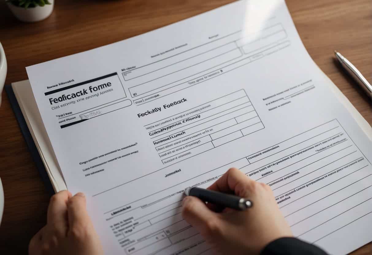A customer feedback form is being filled out online. Data from various sources is being consolidated to improve the overall customer experience