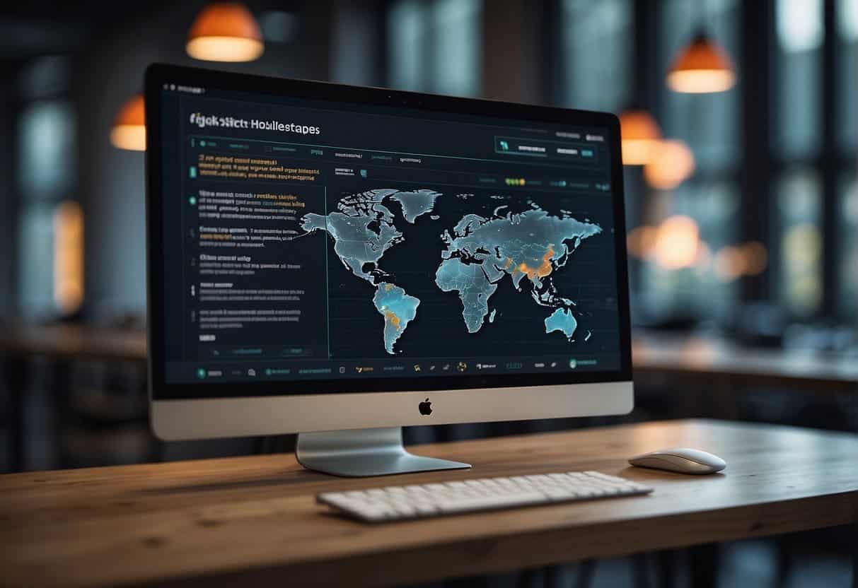 A computer screen displaying a well-organized and visually appealing website with clear navigation and engaging content. A network of interconnected web pages symbolizing effective link building