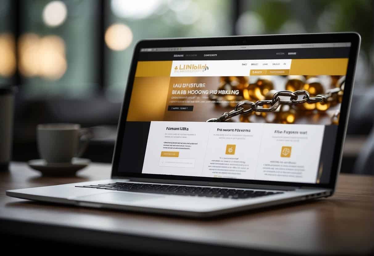 A website with strong backlinks is depicted through a visually appealing and user-friendly web design, showcasing the fundamentals of link building