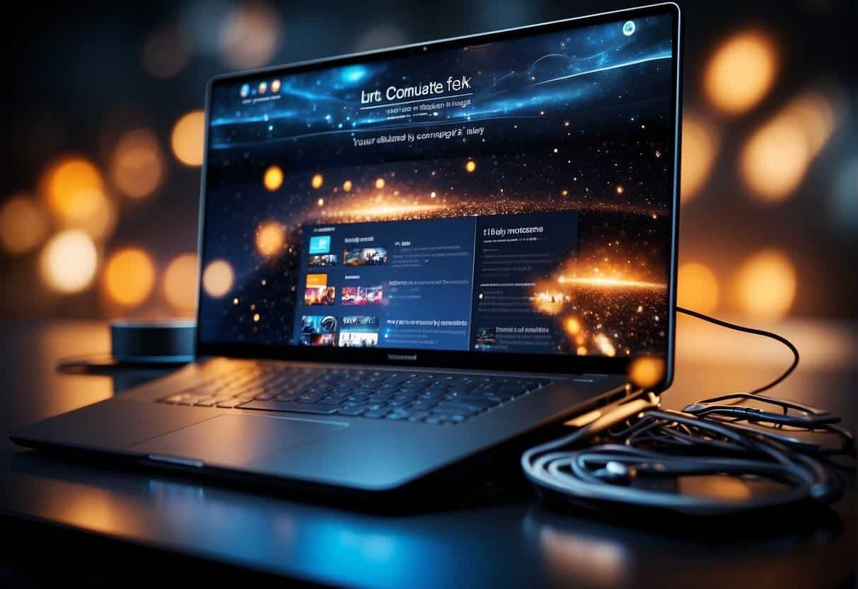 A computer screen displaying a website with engaging content and a visually appealing design. A network of links connecting to other reputable sites