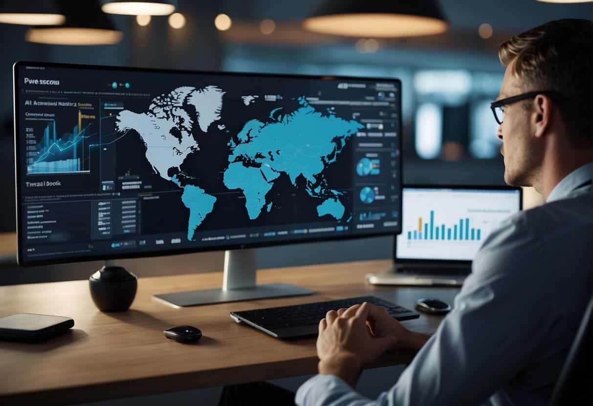 AI and analytics software analyzing customer data. Messaging apps connecting with customers for enhanced interaction