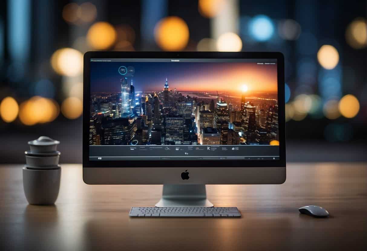 A computer screen displaying a website with eye-catching visuals and intuitive navigation, evoking a sense of ease and pleasure for the user