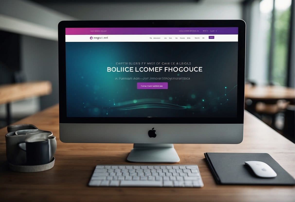 A sleek, modern website layout with clean lines and professional typography, incorporating color psychology to evoke trust and confidence in the user