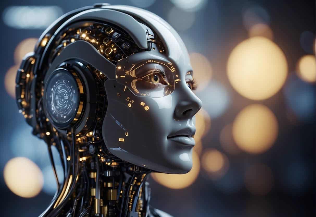 An AI program generates diverse content, from articles to videos, using advanced algorithms and data analysis