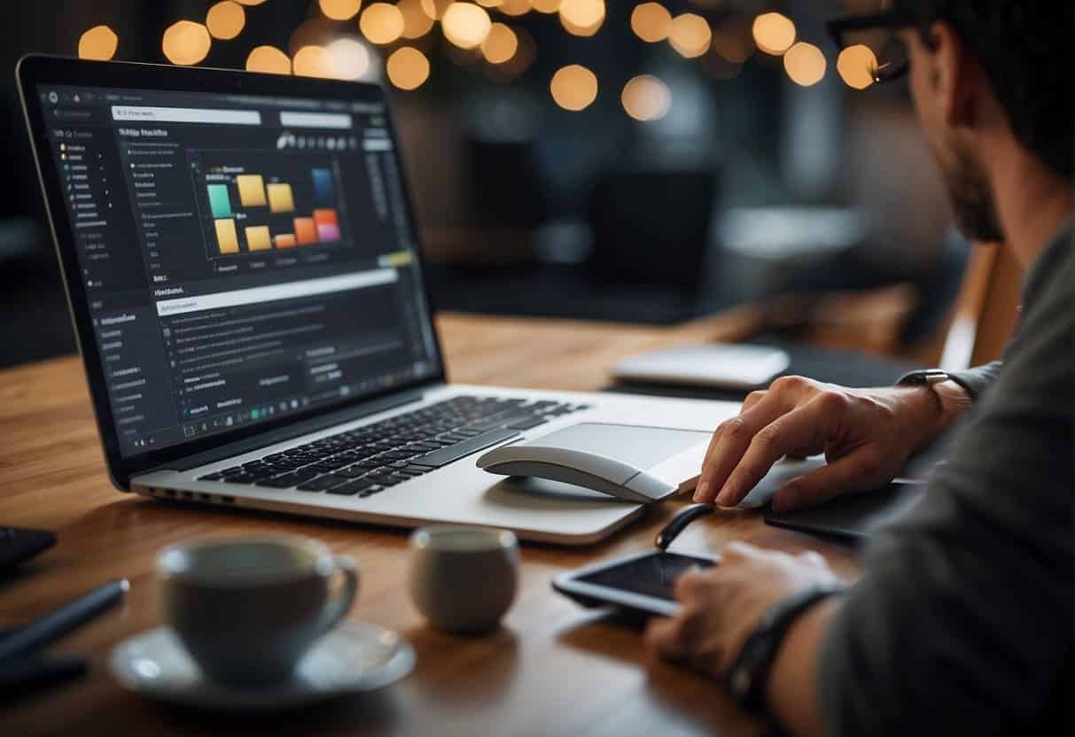A web designer uses SEO tools to optimize website performance