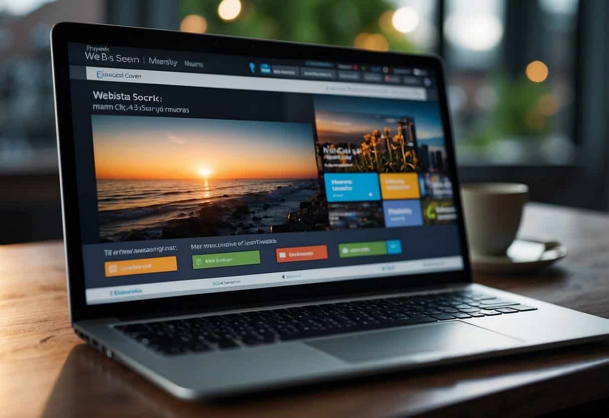 A computer screen displaying website content with SEO tools and web design elements