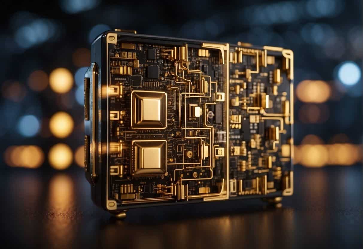 Cryptocurrency - A computer screen displaying interconnected blocks with locks, symbolizing blockchain technology enhancing web security and trust