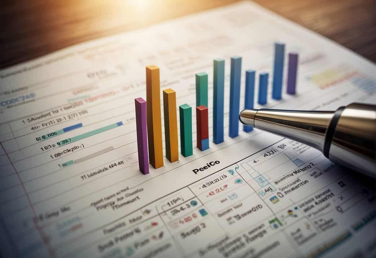 A chart showing SEO and PPC statistics, with keywords highlighted and targeted