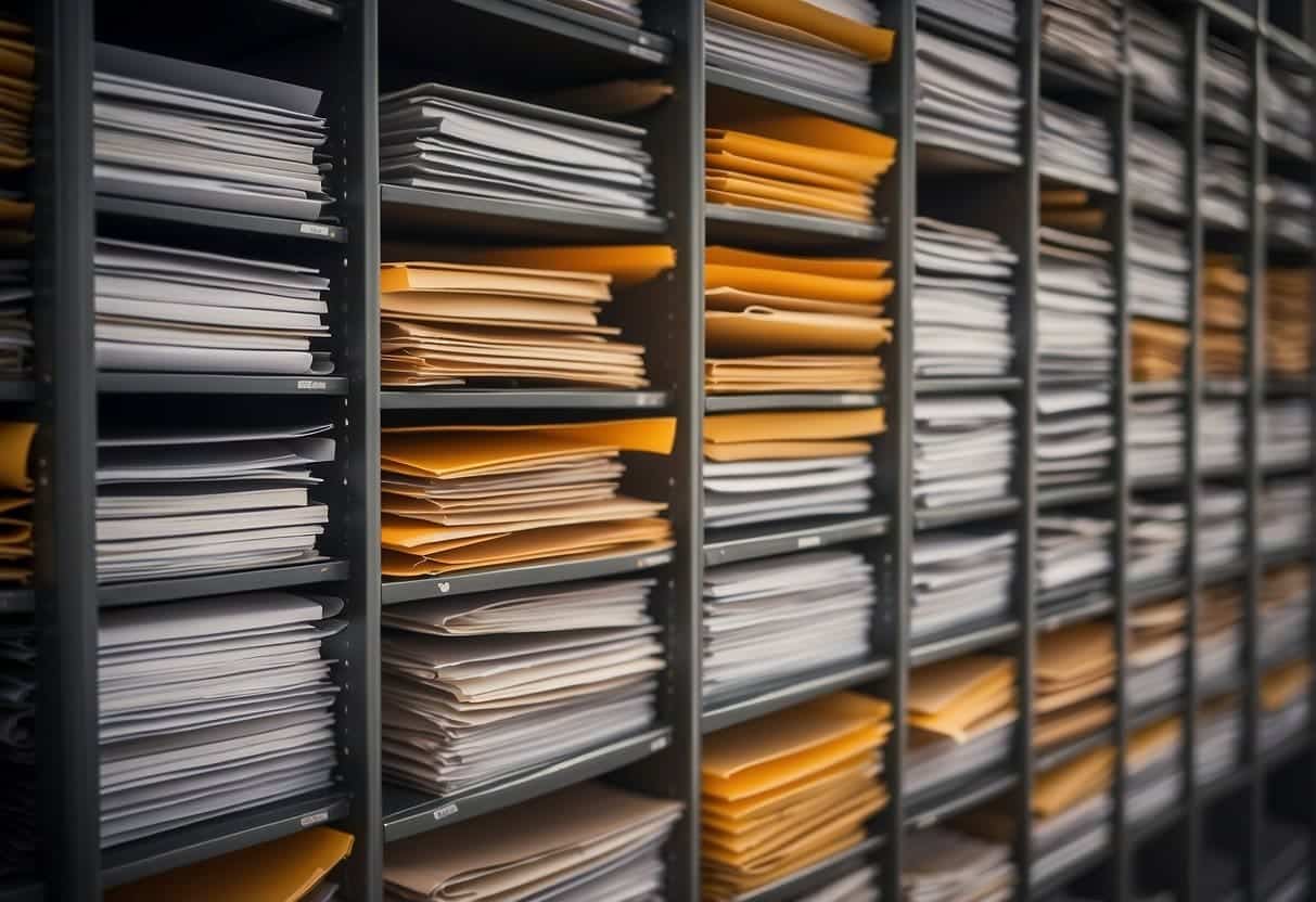 A web of interconnected folders and files, with arrows pointing upwards to signify hierarchy. The structure is organized and optimized for search engines