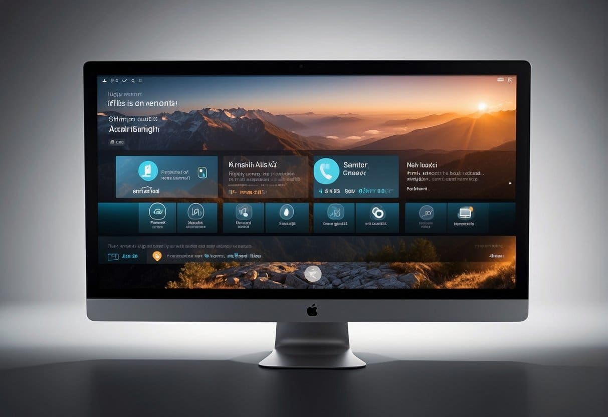 A multi-modal device displays a website with voice-enabled features. The screen shows a conversation between a user and the virtual assistant