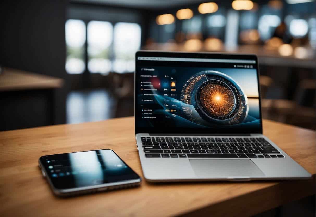 A laptop and smartphone side by side, displaying a website with responsive design and SEO elements