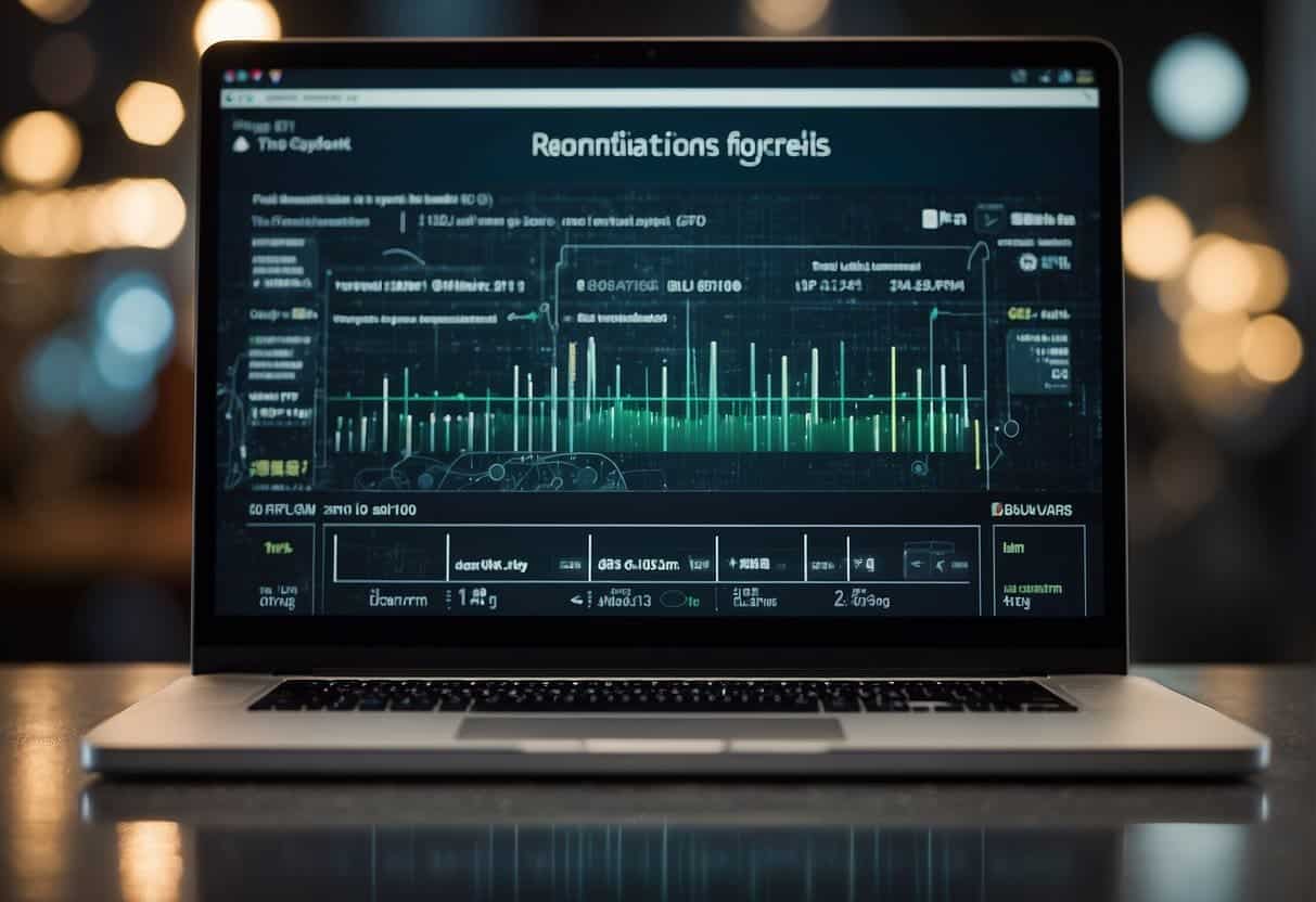 A computer screen displaying personalized recommendations based on user preferences, with a machine learning algorithm running in the background