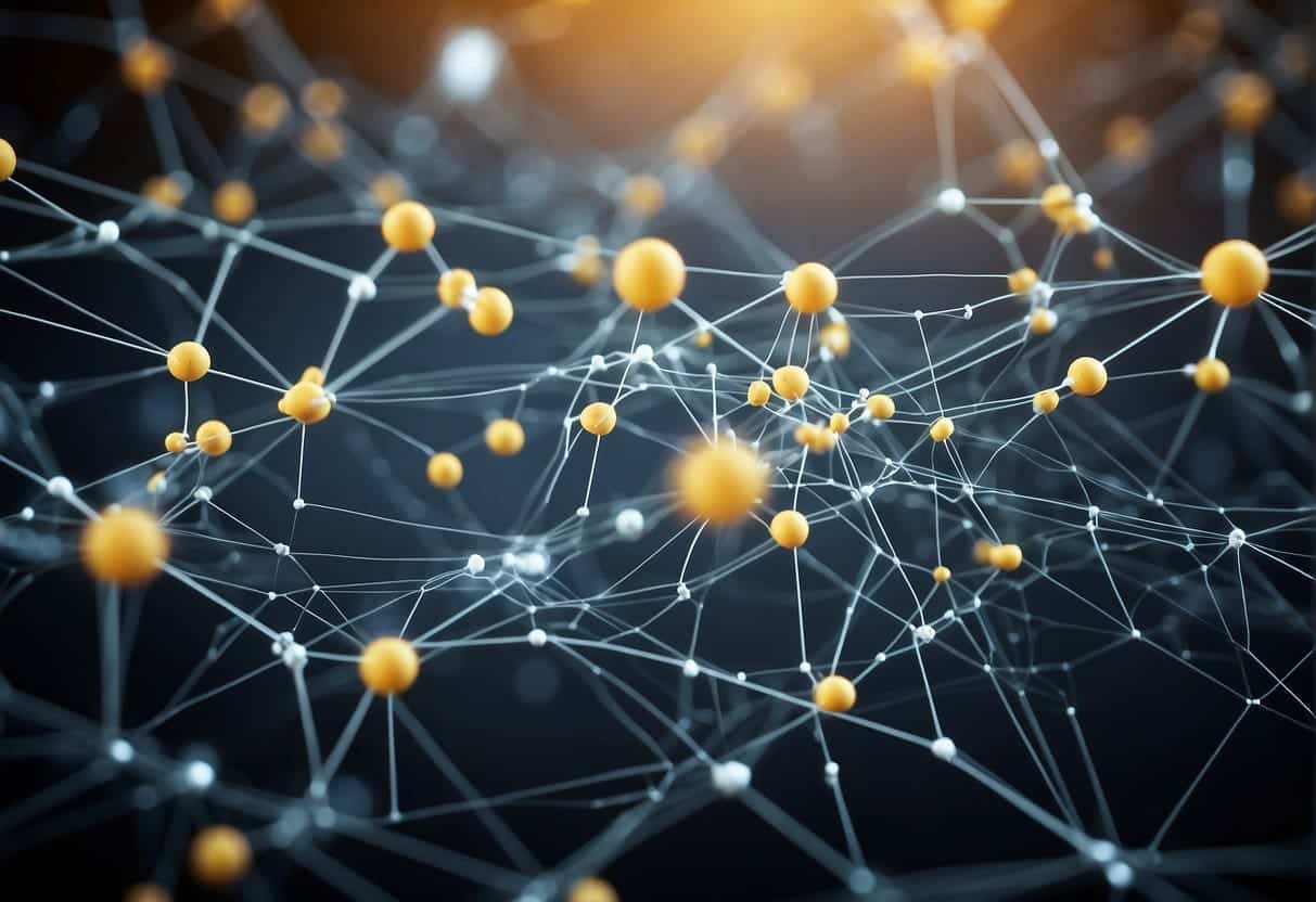 A network of interconnected nodes with data flowing between them, representing the complex algorithms and machine learning processes of recommender systems