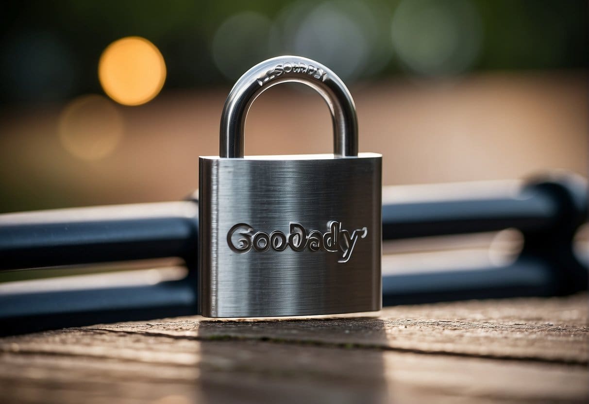 A padlock symbolizing security and trustworthiness is displayed next to the logos of GoDaddy Ecommerce and Shopify