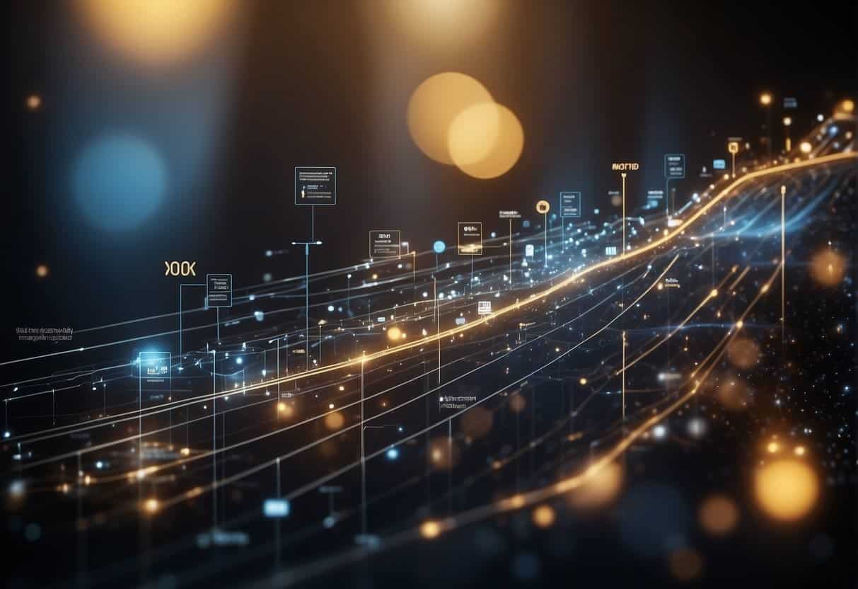 SEO evolving from traditional to predictive methods, symbolized by a timeline with arrows pointing forward