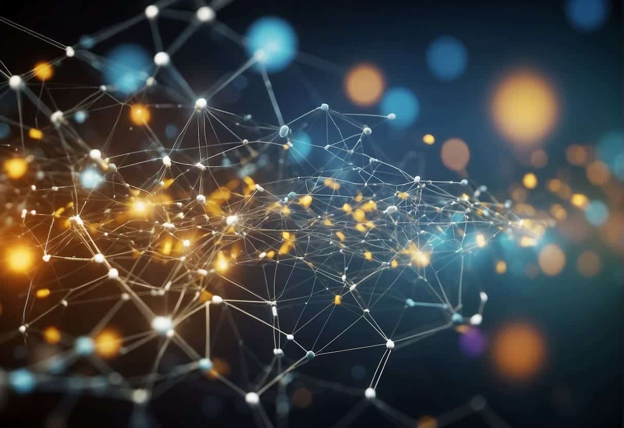 A network of interconnected digital elements, including websites, social media platforms, and search engines, with arrows pointing towards the future
