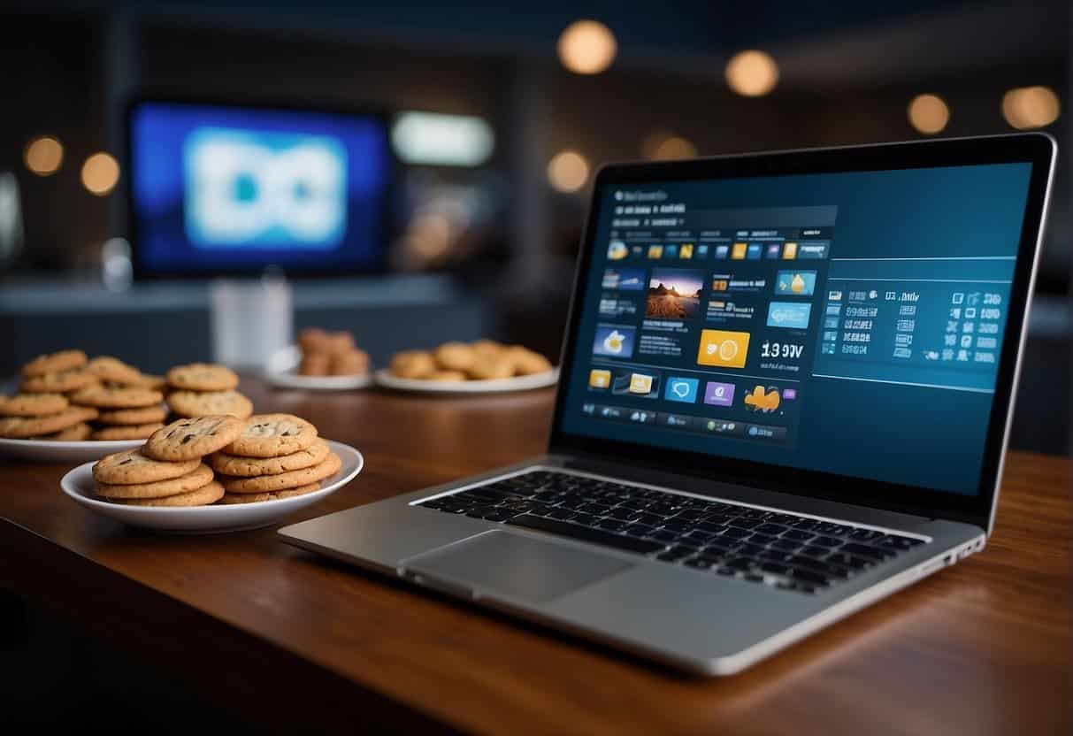 A computer screen displaying a transition from cookies to cookieless marketing, with various digital platforms and technology icons in the background