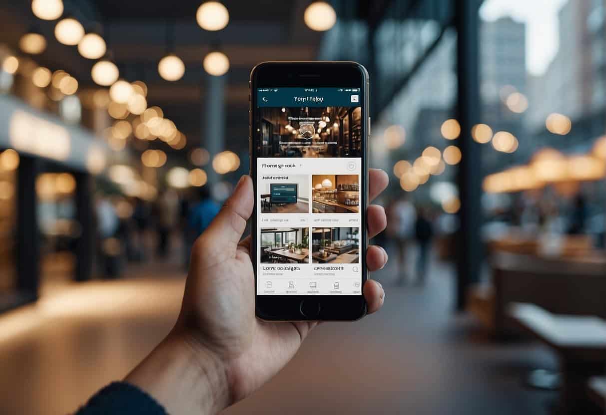 An online store with chatbots engaging with customers, while social media and messaging apps are integrated for seamless conversational marketing