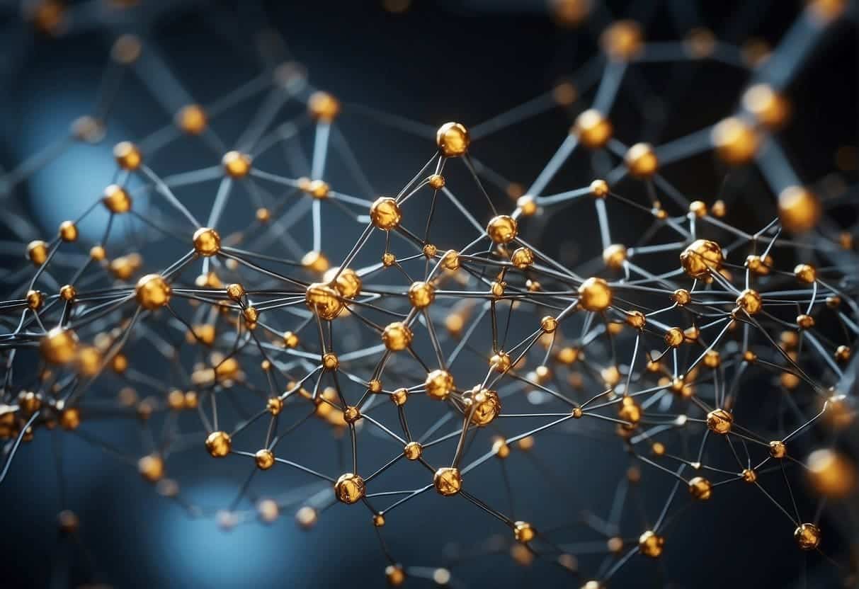 A network of interconnected nodes represents a healthy backlink profile, with strong, diverse links leading to a central hub
