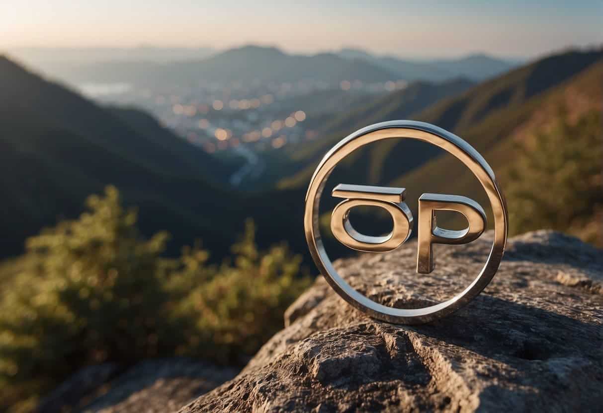 A CDP logo sits atop a mountain, overlooking a cityscape. Business goals are represented by a winding road leading towards the logo, symbolizing alignment