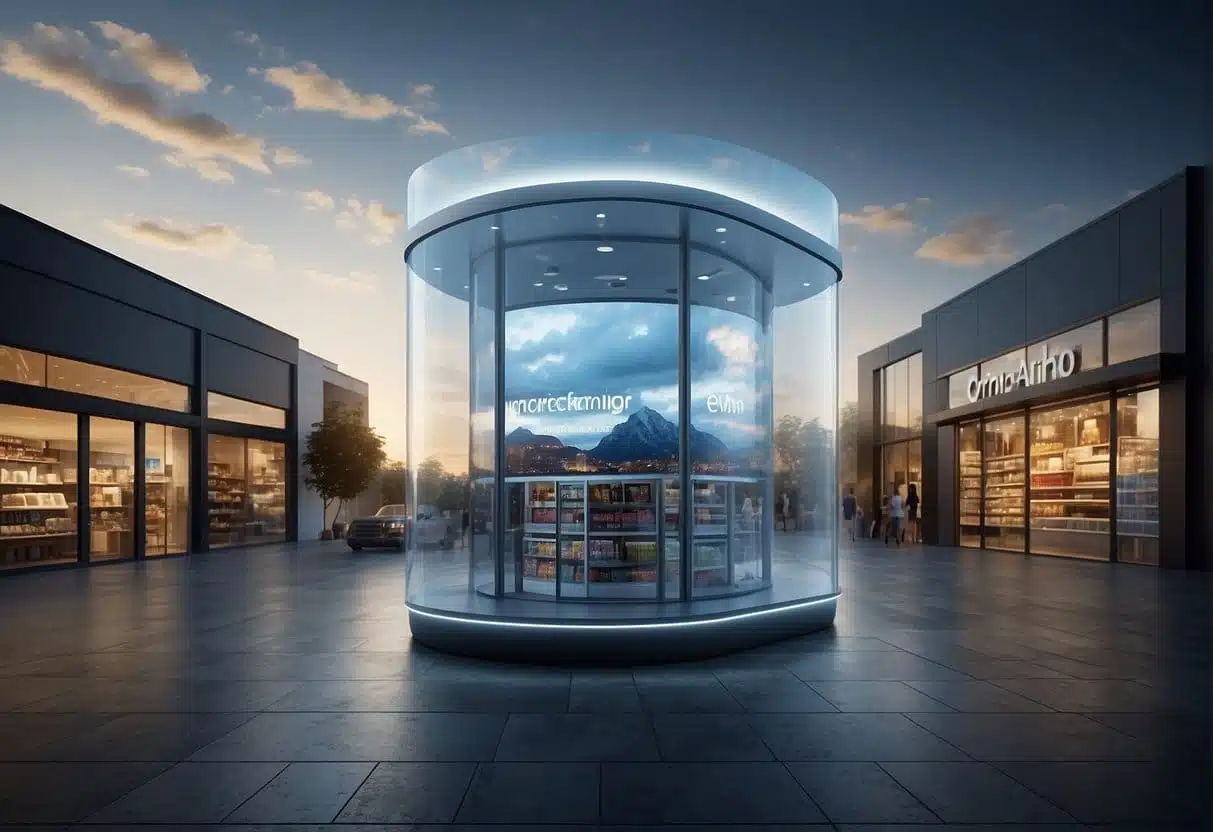 A digital storefront floats in a cloud, untethered from a physical location. It seamlessly integrates with various platforms, offering a flexible and dynamic shopping experience