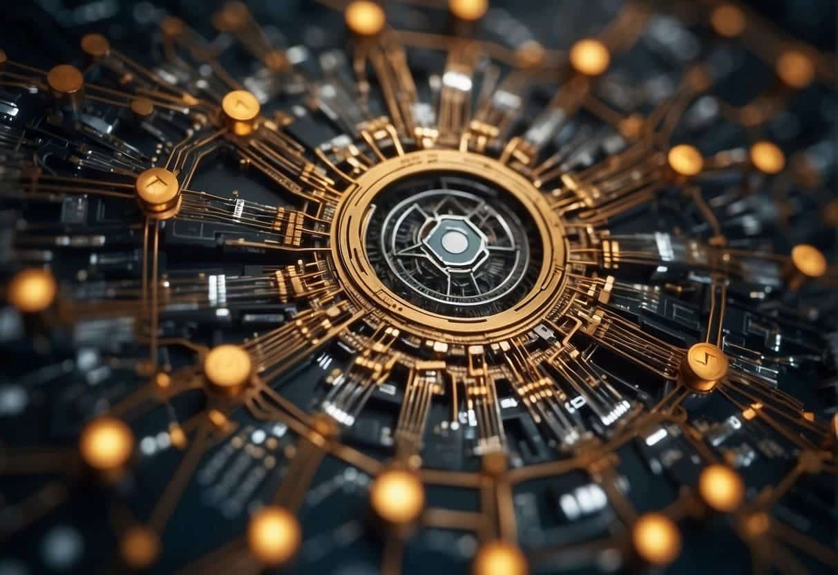 A modern, interconnected web of technology components forming a strong and flexible foundation for headless commerce architecture