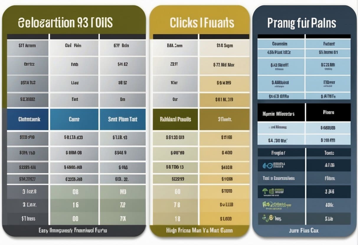 A comparison chart showing ClickFunnels and Shopify pricing plans side by side, with clear labels and features highlighted for easy comparison