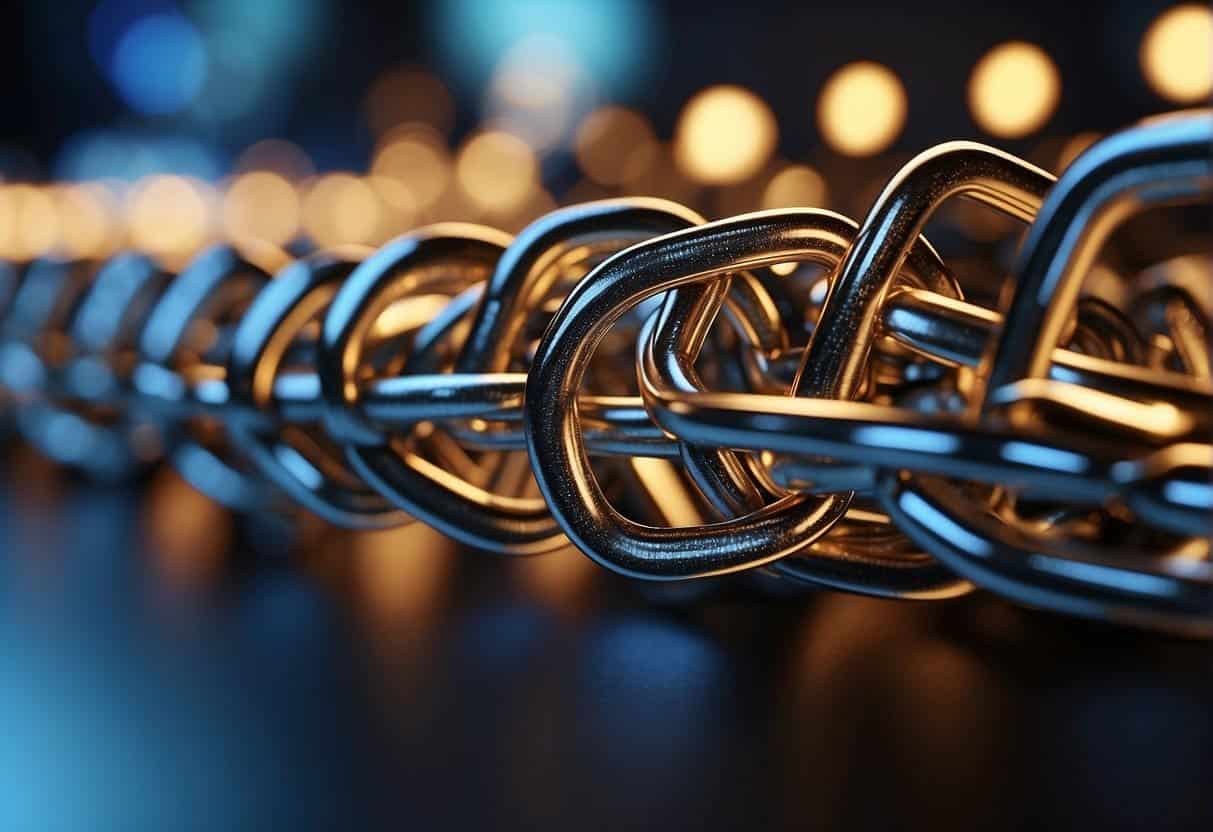 A chain of interconnected blocks symbolizing data security and privacy in marketing