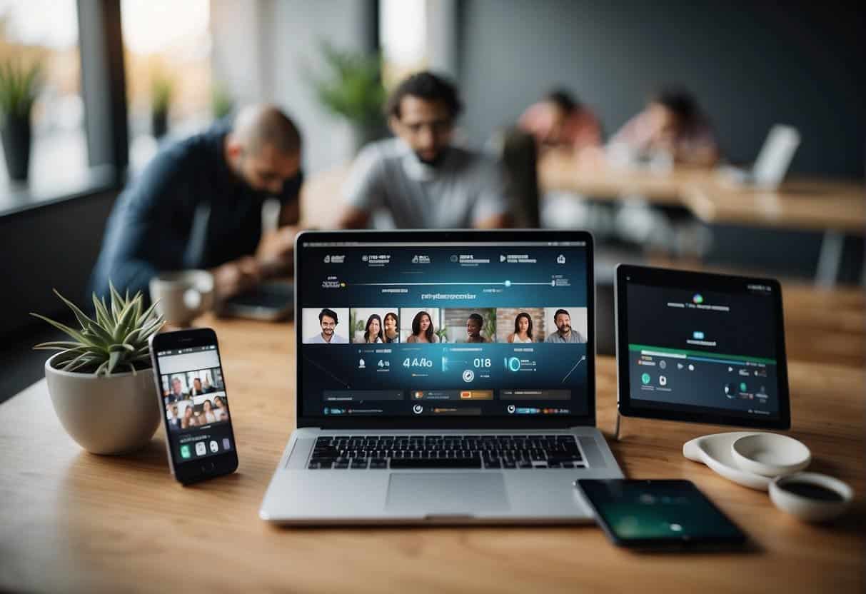 A diverse group of digital devices working together in harmony, representing the importance of inclusivity in digital content creation