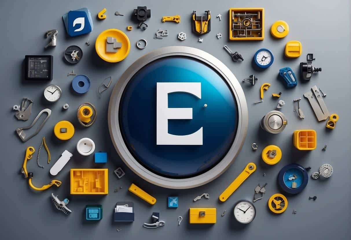 A large enterprise's logo is surrounded by various tools and resources from Adobe Marketing Cloud, symbolizing the support and benefits it provides