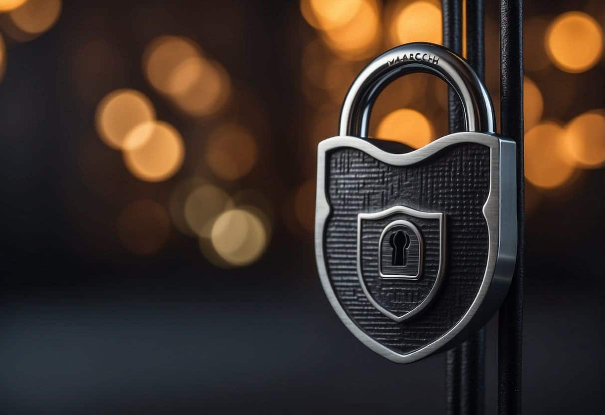 A locked padlock icon surrounded by a shield, representing security and compliance in a MarTech stack