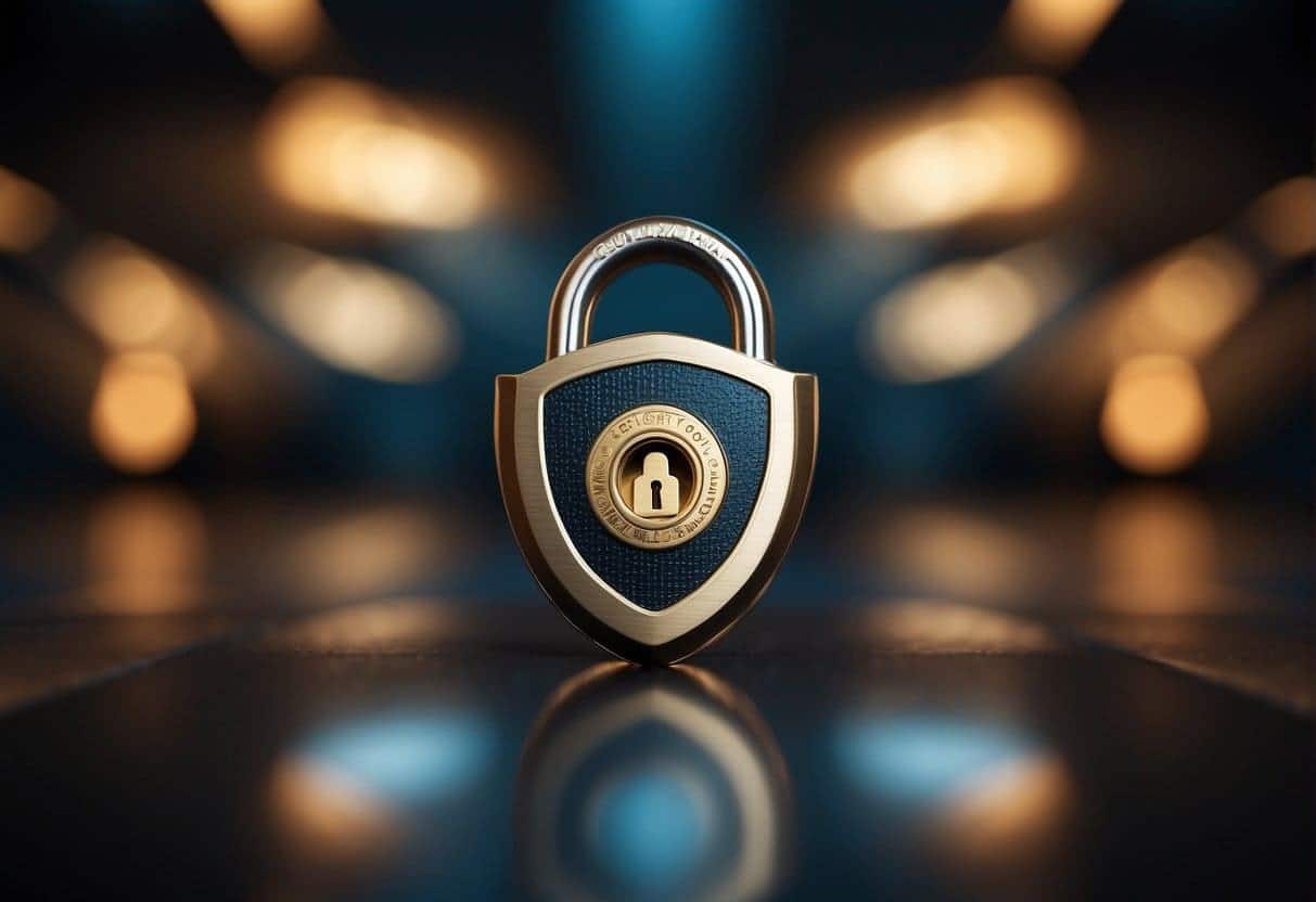 A locked padlock icon surrounded by a shield with a checkmark, representing secure and compliant MarTech tools