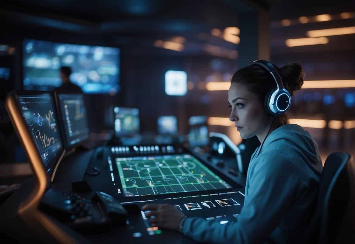 AI analyzes player movements, strategizes team plays, and enhances training. Fans engage with interactive game statistics and immersive experiences