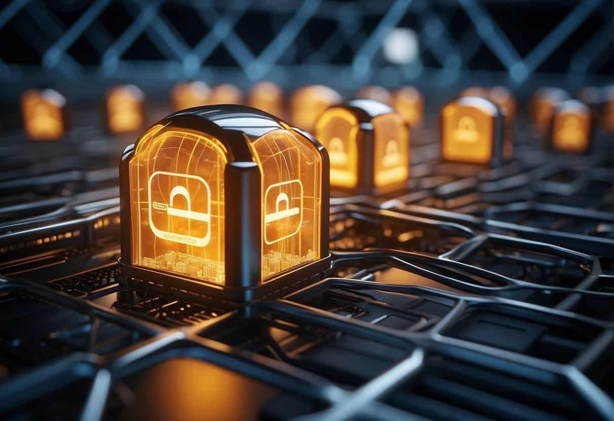 A glowing Amazon Web Services logo hovering over a network of interconnected servers, representing the power and reach of the company's marketing strategy