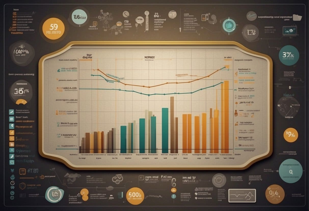 A graph showing exponential growth, surrounded by various digital marketing tools and strategies