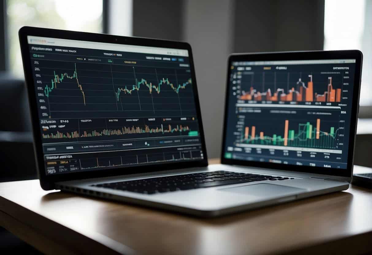 Various growth hacking tools displayed on a computer screen, with charts and graphs showing data analysis and reporting