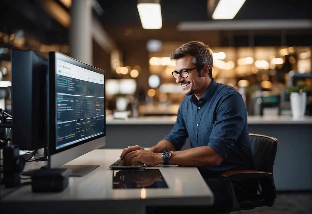 A small business owner integrates AI into their existing systems, saving money with affordable solutions