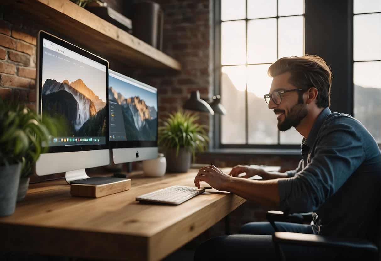 A web designer organizes content in Airtable, streamlining workflow. Benefits include efficient planning and collaboration