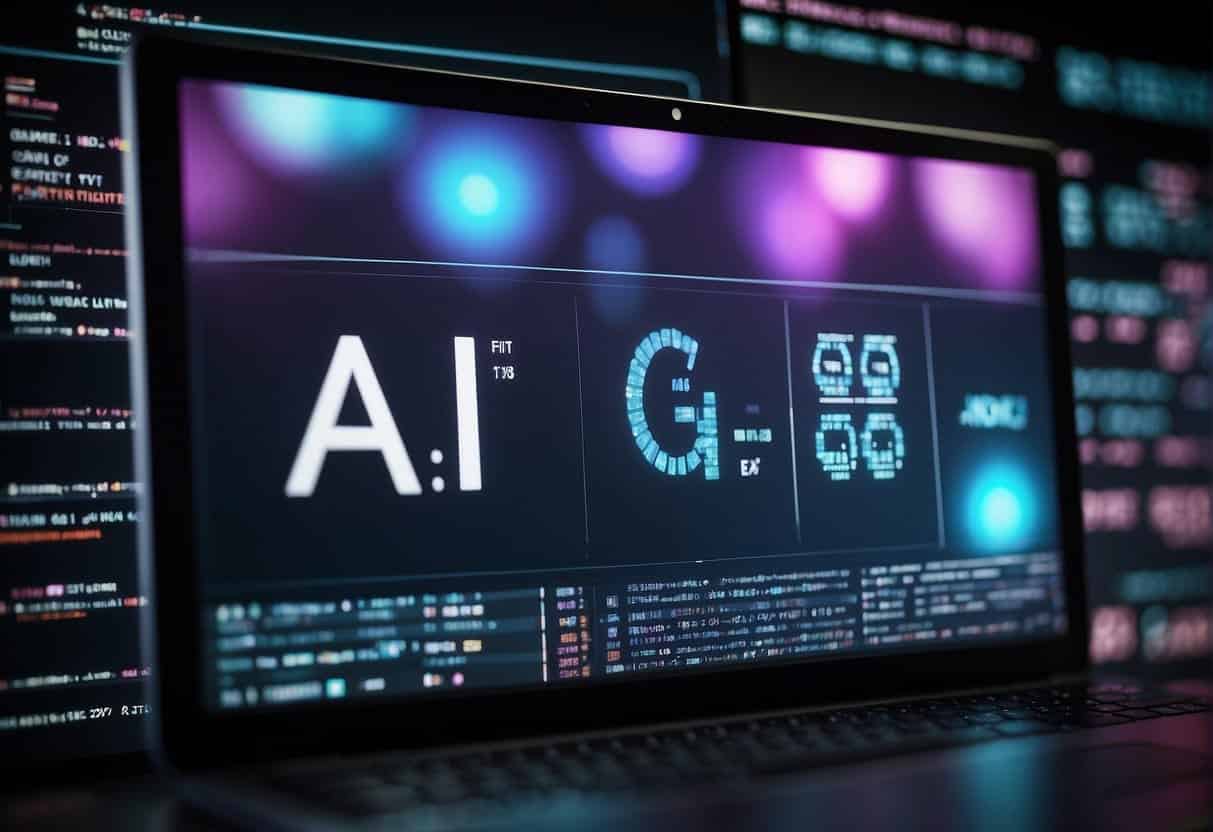 A computer screen displaying AI generating marketing copy with various text and graphics