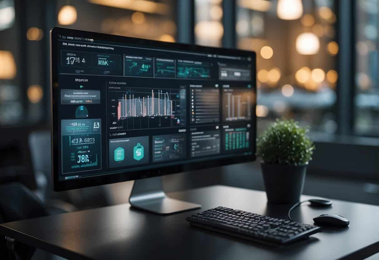 An AI interface displays benefits to attentive employees in a private setting, emphasizing ethical and privacy considerations