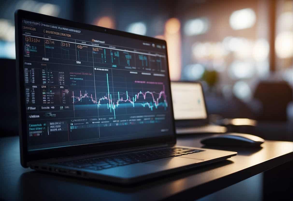 A computer screen displaying AI algorithms analyzing marketing data for increased sales and lead generation