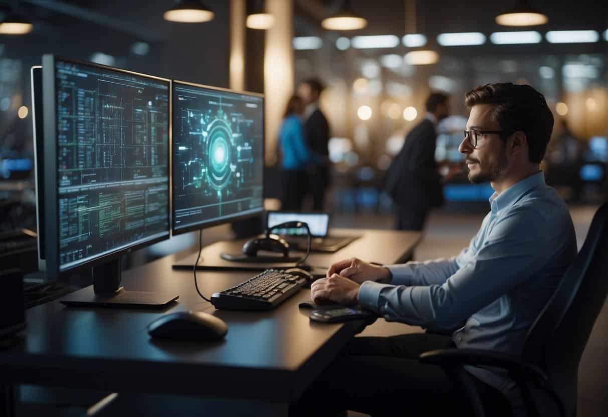 An AI algorithm being tested and refined by a team of diverse developers, following ethical guidelines and ensuring transparency in its decision-making process