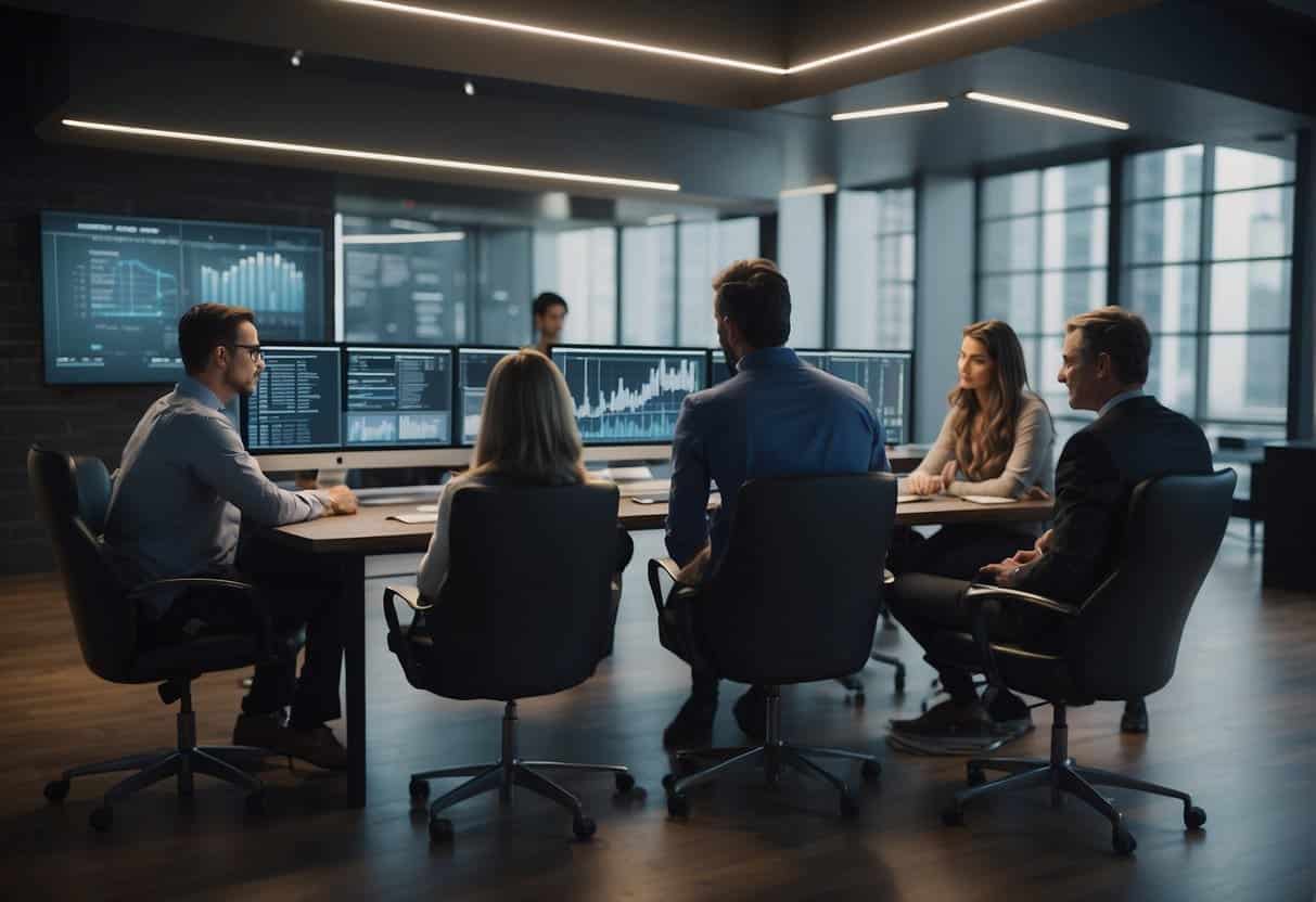 A group of AI trainers analyze data and adjust programs for tailored learning outcomes