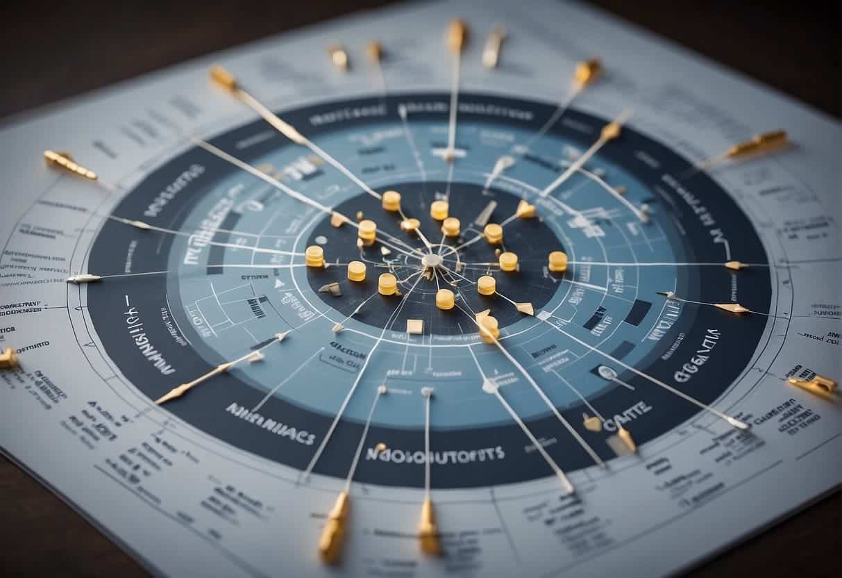A complex web of regulations and compliance documents surrounding XAI, with arrows pointing in various directions, representing the challenges and future directions in the field