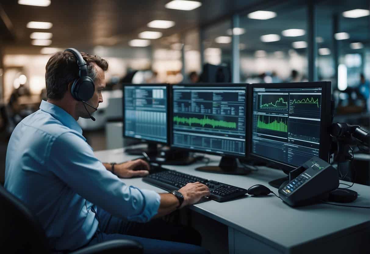 A small business equipment being monitored and maintained by AI technology, detecting and predicting potential issues to prevent breakdowns
