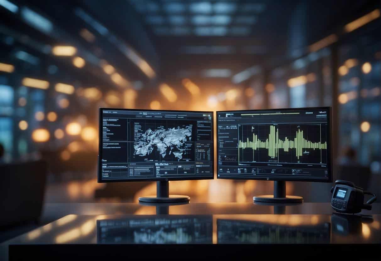 An AI system monitors crisis situations, displaying real-time data and making ethical decisions for small operations
