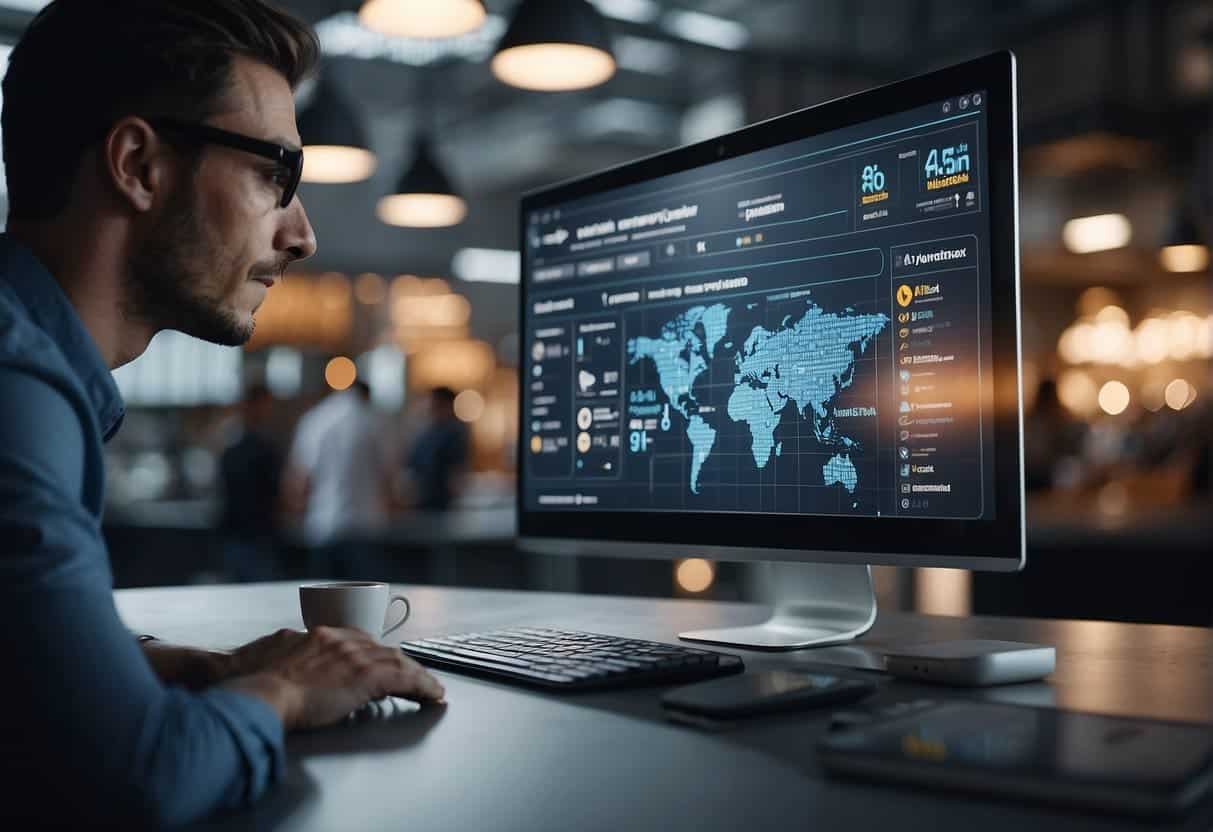 An AI algorithm analyzes customer data to predict preferences for personalized e-commerce recommendations