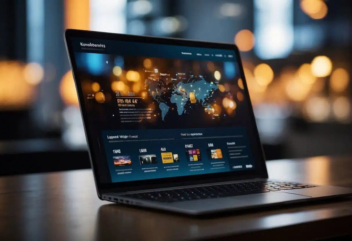 A computer screen displaying a sleek and modern e-commerce website with AI-powered features, showcasing user-friendly interface and personalized recommendations