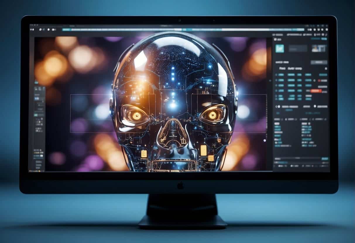 A computer screen displaying advanced image editing tools with AI technology optimizing content creation for digital platforms